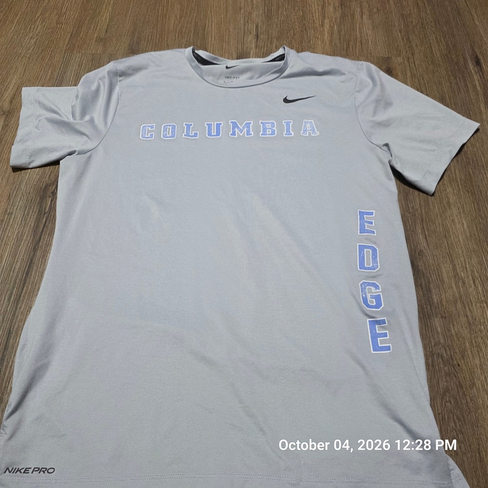 Nike Pro Dri-FIT Columbia Edge Grey Graphic T-Shirt Mens Small S Short Sleeve